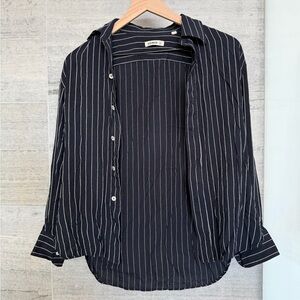 Buck Mason Black and White Striped Casual Shirt